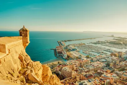 Alicante marina and old town seen from Santa Bárbara Castle