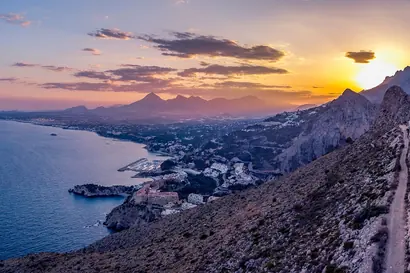 The Costa Blanca coastline at sunset